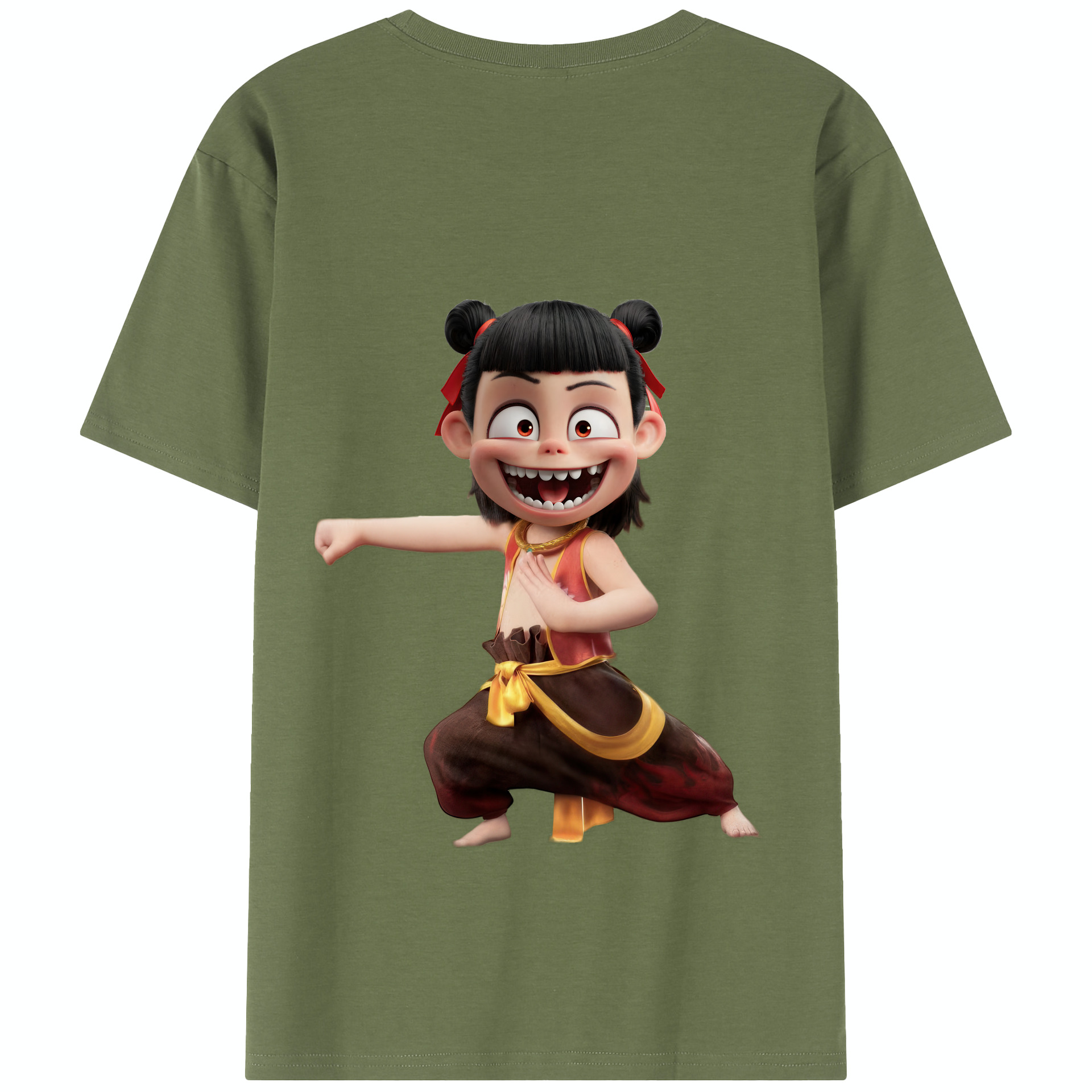 （画像用） Ne Zha 2 ナタ 魔童の大暴れ 綿100％半袖Tシャツ（背面プリント）